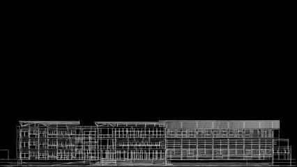 Obraz premium Architectural sketch of a building