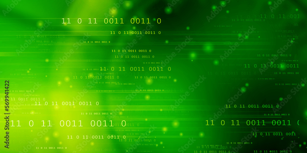 Poster 2d illustration abstract digital binary data on computer screen