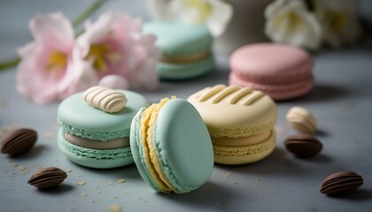 Macaron On a Plate, Delicious Dessert