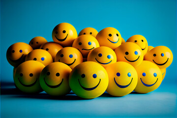 Many yellow smiley face balls