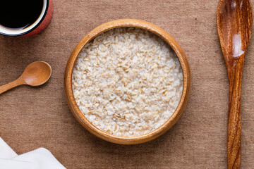 Oatmeal Porridge on Wooden Table