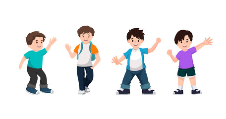 Obraz premium Little boys and girls in cartoon character,wearing colorful costume,posing different emotion