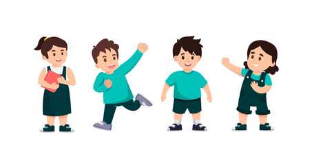 Little boys and girls in cartoon character,wearing colorful costume,posing different emotion