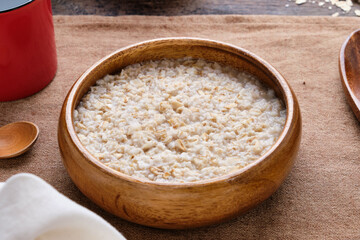 Oatmeal Porridge on Wooden Table