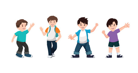 Little boys and girls in cartoon character,wearing colorful costume,posing different emotion