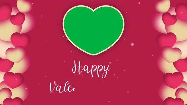 happy valentines day on green screen. valentine card with copy space for put your photo to this video. greeting card template.
