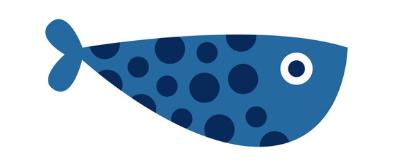 Cute hand drawn abstract fish with colorful ornament flat icon