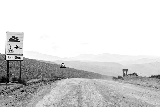 View from Grootrivier Pass towards Cederberg Oasis. Monochrome
