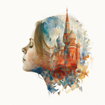 Generative AI image of woman and Kremlin