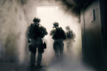AI image of Special Forces in smoke