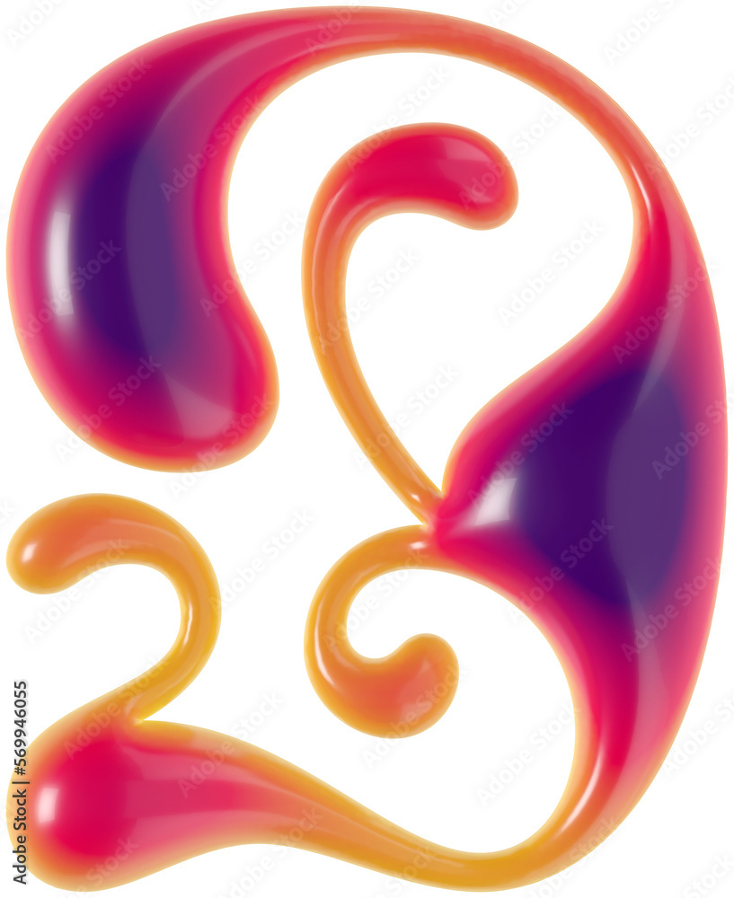 Poster 3d rendered curly letter with smooth glossy surface.