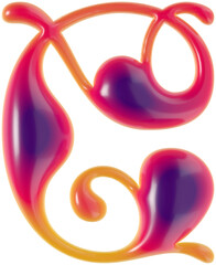 3d rendered curly letter with smooth glossy surface.