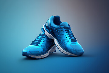 Realistic two blue shoes illustration, fashion store landing page concept. generative ai