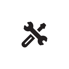 Screwdriver and wrench icon. Simple style repair company poster background symbol. Screwdriver and wrench brand logo design element. Screwdriver and wrench t-shirt printing. vector for sticker.