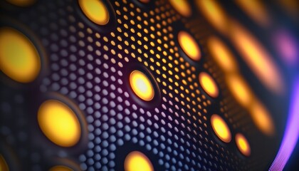 Carbon Fiber Texture, LED Dots, Neon Color Closeup. Generative AI.