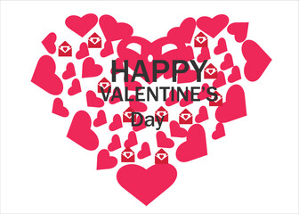 Happy valentine's day heart shape card design vector illustration