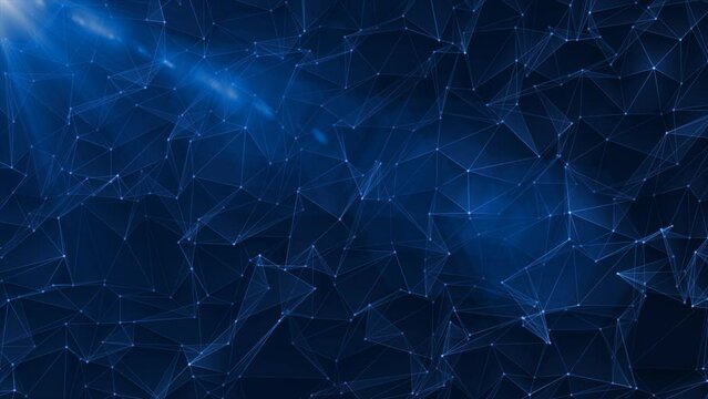 Abstract blue glowing energy lines and triangles plexus triangulation scientific futuristic high tech background. Video 4k, motion design