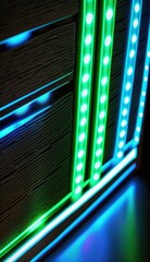 Aesthetic Neon LED Stripes and Lines Texture Closeup Design. Generative AI.
