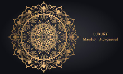 Creative luxurious royal ornamental mandala background in golden color
