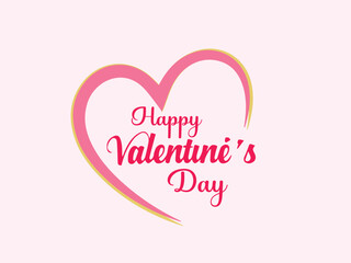 Valentines Day calligraphy and hearts  in white background.  