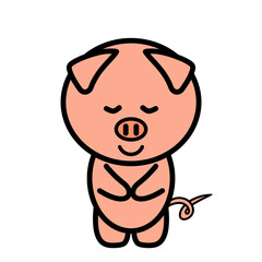 お辞儀するブタ　イラスト	