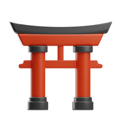 japanese objects gate illustration 3d