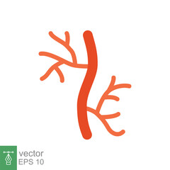 Human artery coloured icon. Flat style can be used for web, mobile, ui. Blood, vessel, artery, vascular, vein, cardiovascular, heart concept. Vector illustration isolated on white background. EPS 10.