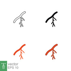 Human artery icon in different style. Two colored and black human artery vector icons designed in filled outline, line, glyph and solid style. Vector illustration isolated on white background. EPS 10
