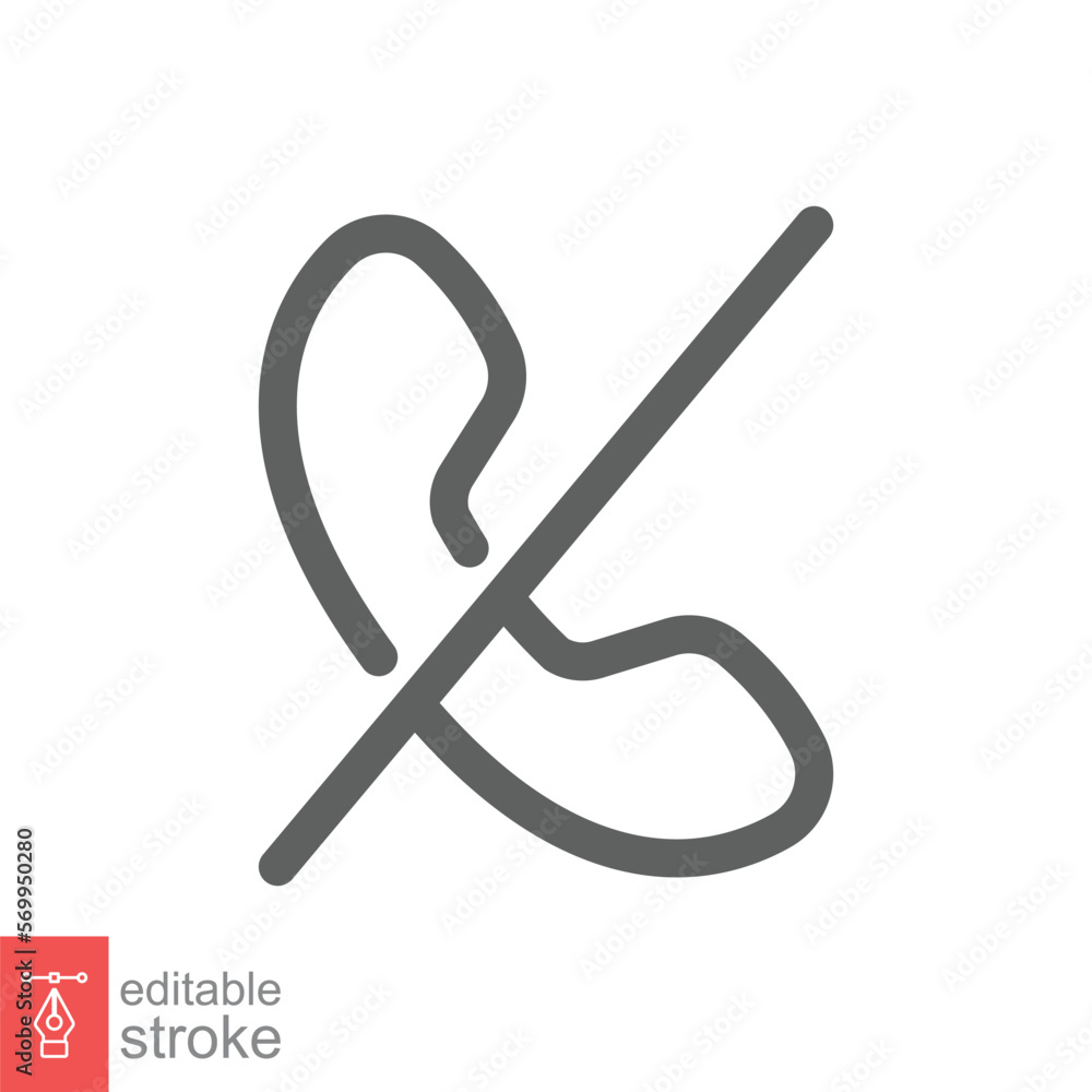 Poster no call and phone line icon. simple outline style. block communication business concept. vector illu