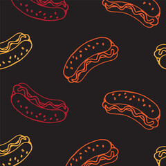 colorful hotdog pattern on black