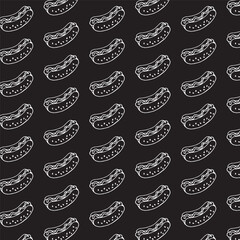 hotdog illustration pattern on black
