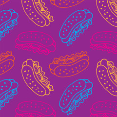 colorful hotdog or sandwich pattern on purple