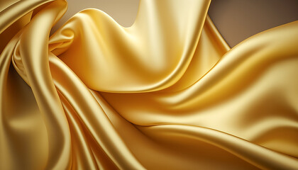 Gold Silk Fabric Background, Generative AI