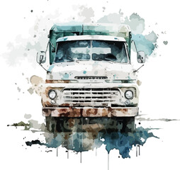 water color Pickup truck 