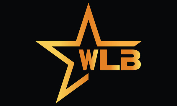 WLB golden luxury star icon three letter logo design vector template. royal logo | luxury logo | jewelry logo | premium logo | iconic logo | Victoria logo |	