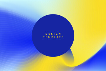 Abstract design template with blue frame on yellow and blue mesh gradient. Ukraine flag color. Wave blurred. Space for text. Copy space. Vector illustration for social media, banner, gift card, online