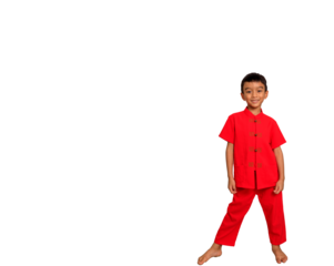 little boy fashion Smiling child in red chinese dress, style and fashion ideas for children. chinese new year