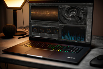 Fototapeta premium business analysis, intelligence using data-driven insights, financial management, decision-making tools, enterprise strategy development, visualization, dashboard, graphs, charts on laptop screen