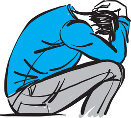 man in pain stressed sad depressed depression concept vector illustration