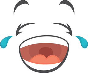 Crying tears expression. Comic sad face emotion