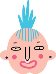 funny punk with bizarre hair and Ugly face