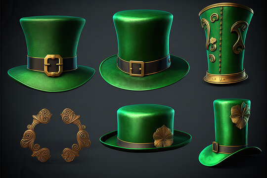 Set of Saint Patrick's props both elements, irish leprechaun, created with Generative AI