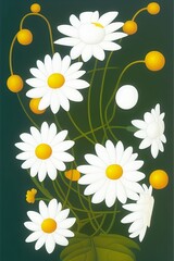 daisies on green background Generative IA