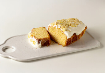 Lemon cake with white glaze.