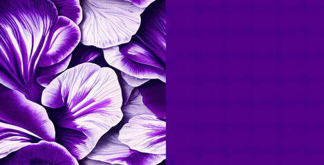 Seamless pansies pattern in violet bring a touch of spring to any design. Copy space. Intricate floral arrangement of delicate beauty pansies flowers creates a timeless and elegant look. Generative AI