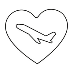 Heart with airplane icon