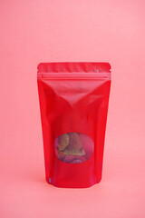 Red snack packaging mock-up.