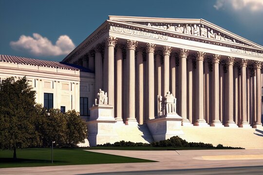 United States Supreme Court Building Isolated With Cut Out Background. Generative AI