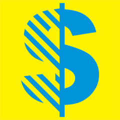 blue numbers and signs on a yellow background