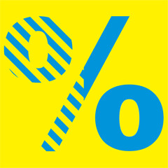 blue numbers and signs on a yellow background
